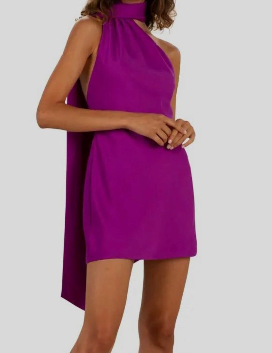 Misha - Purple Lillian halter neck mini