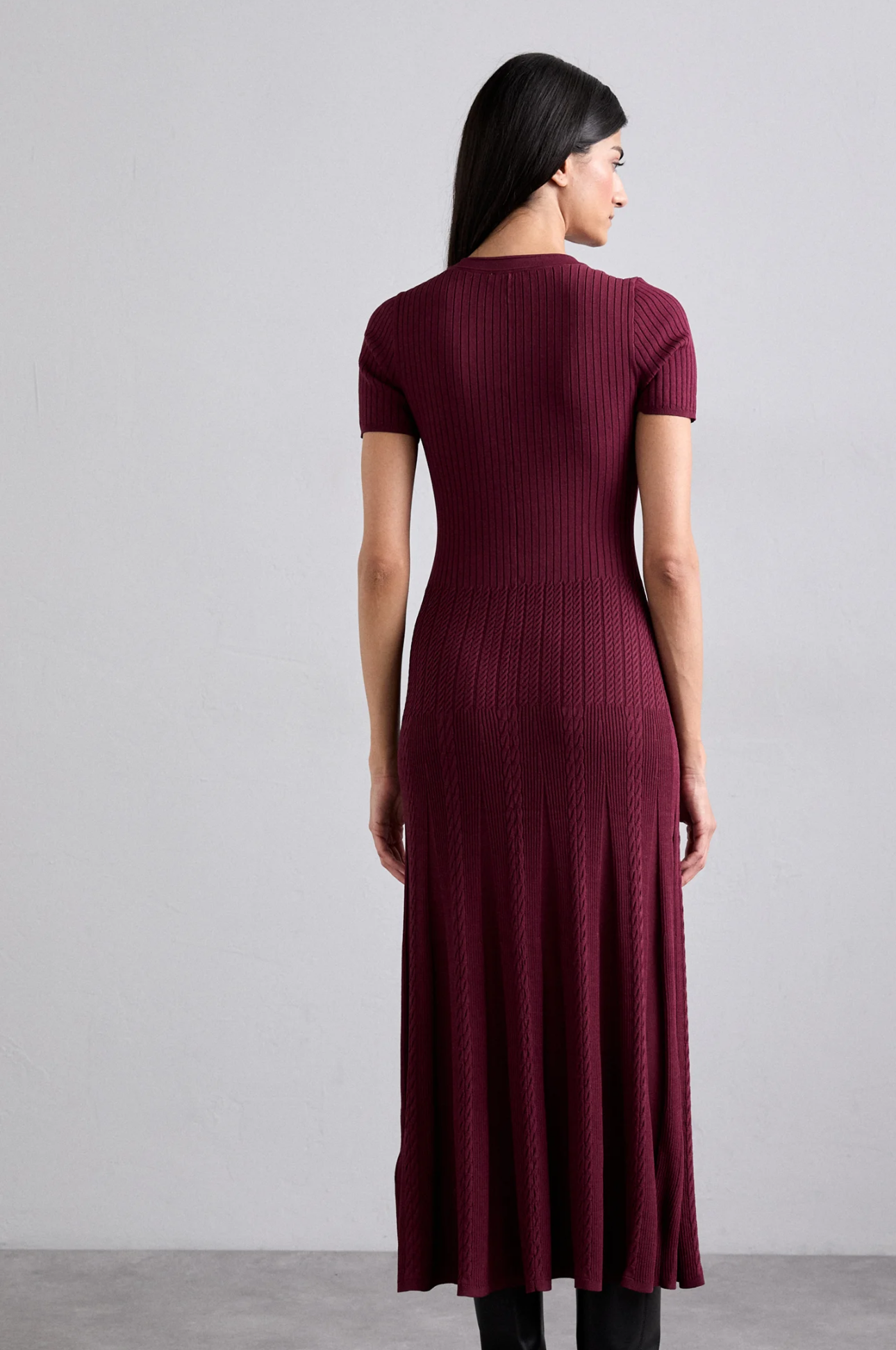 Sandro- burgundy knit Maxi dress