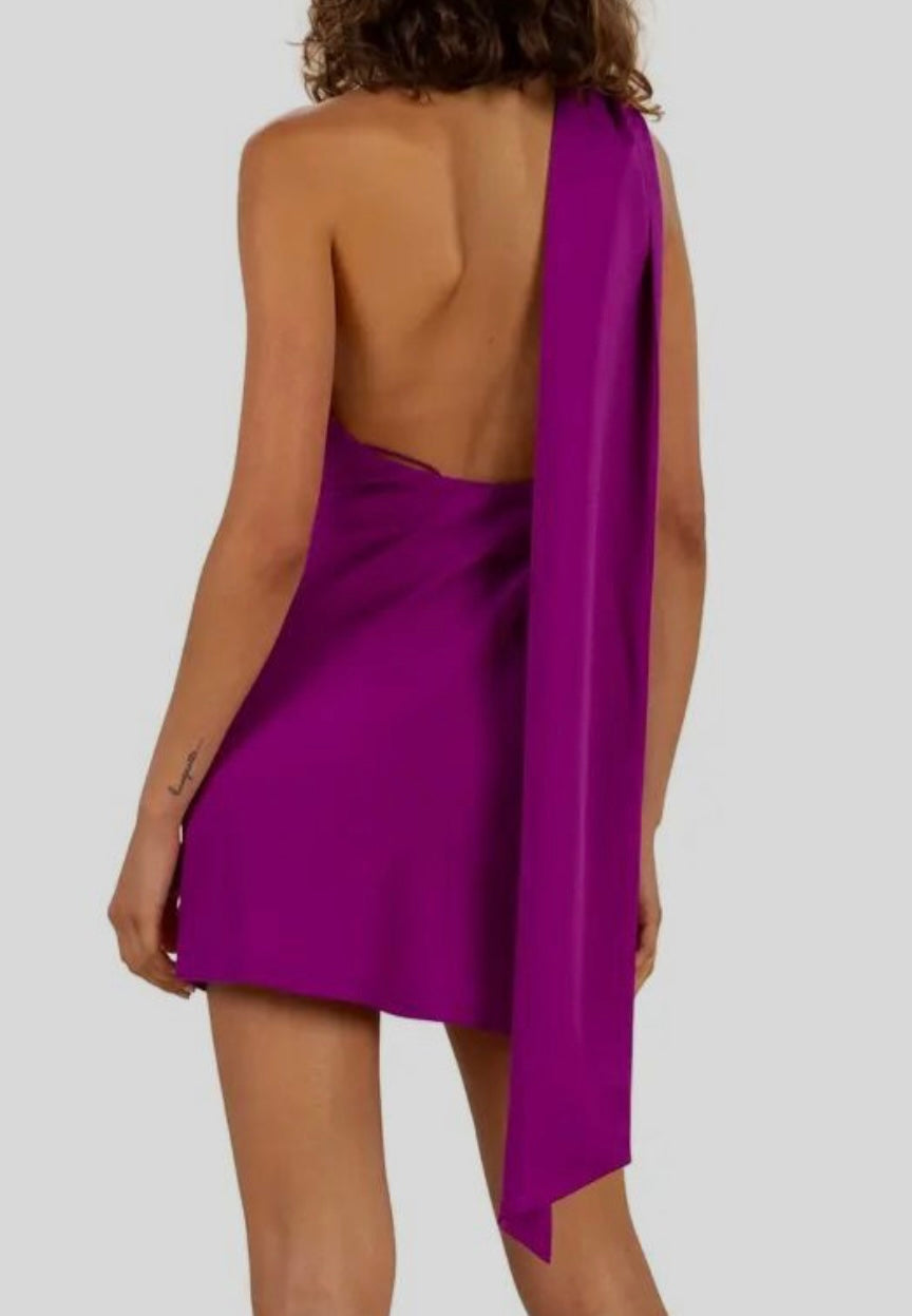 Misha - Purple Lillian halter neck mini