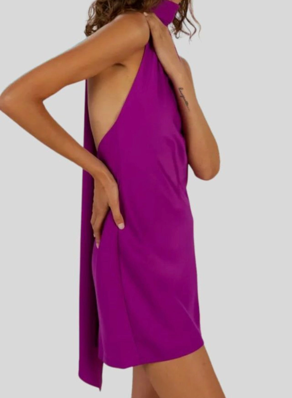 Misha - Purple Lillian halter neck mini