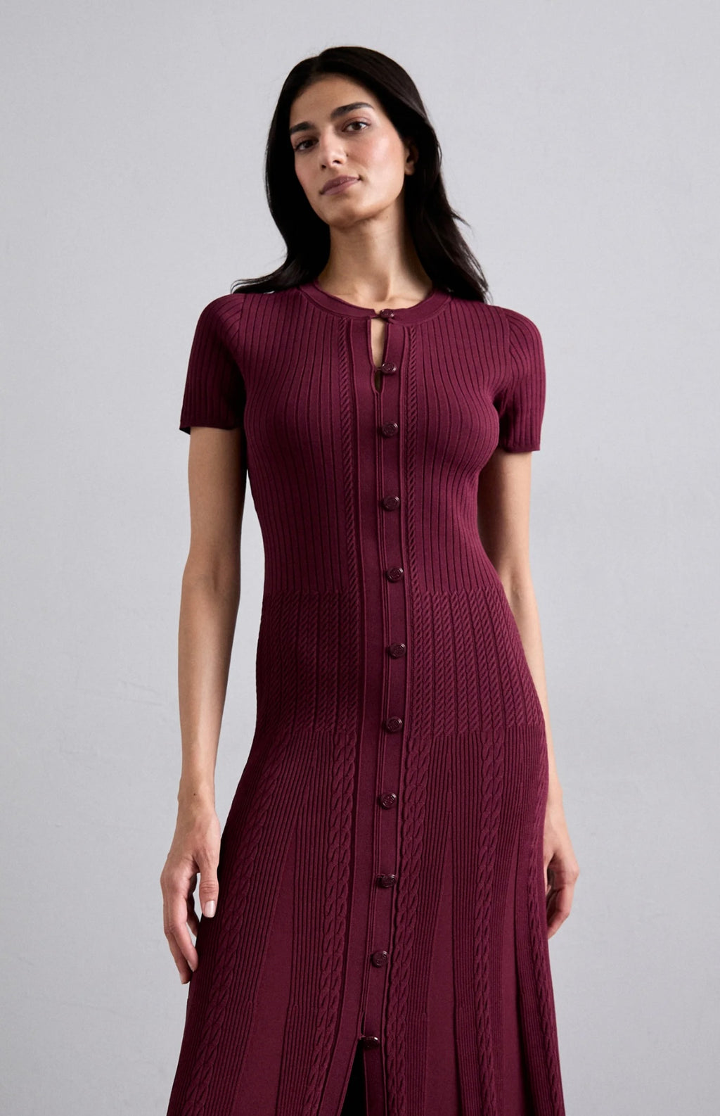 Sandro- burgundy knit Maxi dress