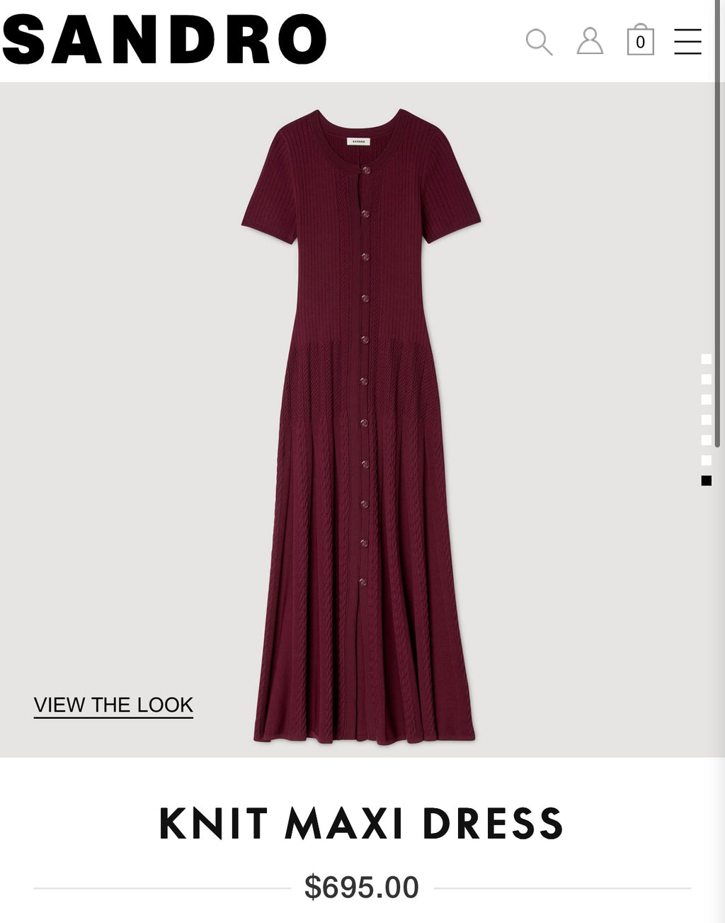 Sandro- burgundy knit Maxi dress